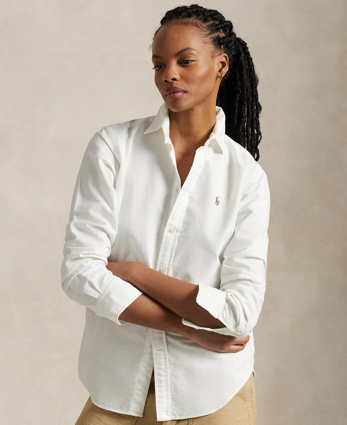 Polo Ralph Lauren Women's Slim-Fit Striped Oxford Shirt - White | Macy's