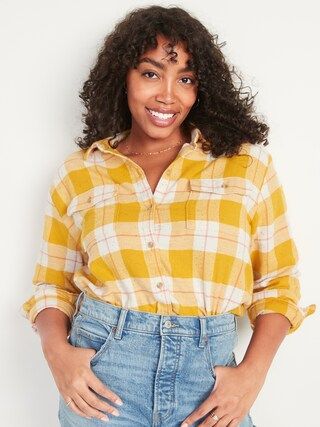Oversized Plaid Flannel Boyfriend Shirt for Women | Old Navy (US)