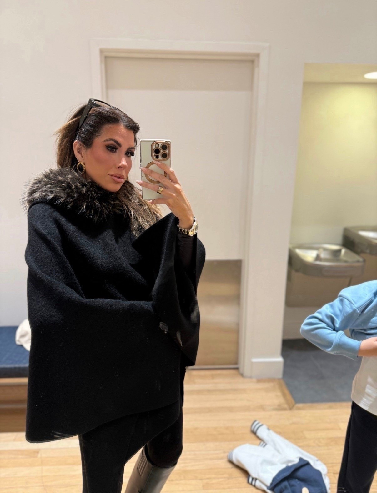 I’m obsessed with this cap with the faux fur hood! It’s so cute! Wore to church today with my fave leggings and tall boots! I have a Zara haul coming soon!🖤🖤✨✨ 

#LTKootd #LTKBump #LTKmomlife