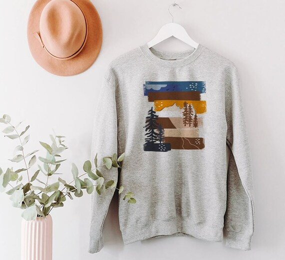 Fall Mountain Sweatshirt Fall Nature Sweater Autumn Woodland - Etsy | Etsy (US)