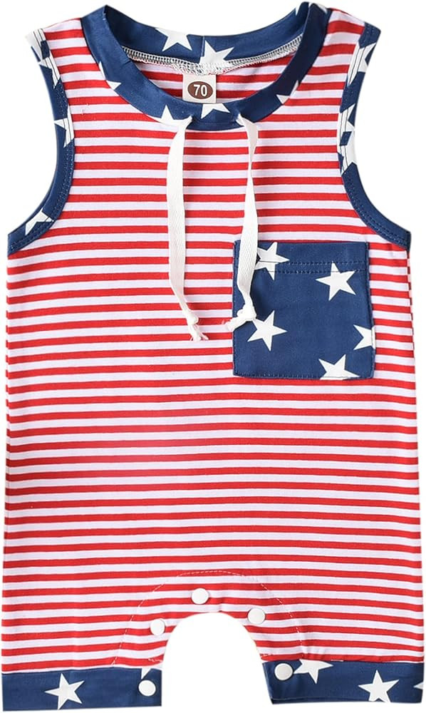 Aalizzwell Baby Boy Jumpsuit, Newborn Infant Sleeveless Short Romper One Piece Active Summer Clot... | Amazon (US)