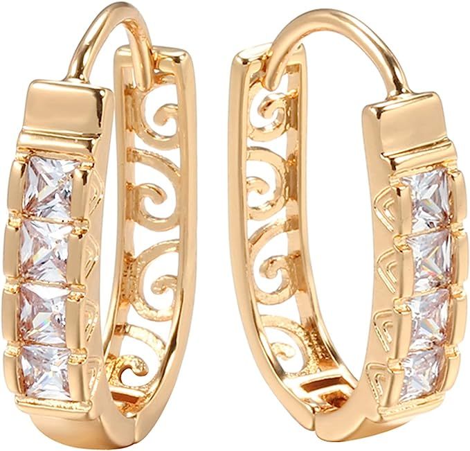 CKHAO Women's Earrings - Rose Gold Plated Cubic Zirconia Cuff Earrings Huggie Stud H0188 | Amazon (US)
