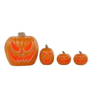 Home Accents Holiday 20 in. / 12 in. / 9 in. Lighted Jack-O-Lantern (4-Pack) 23GM28245 - The Home... | The Home Depot