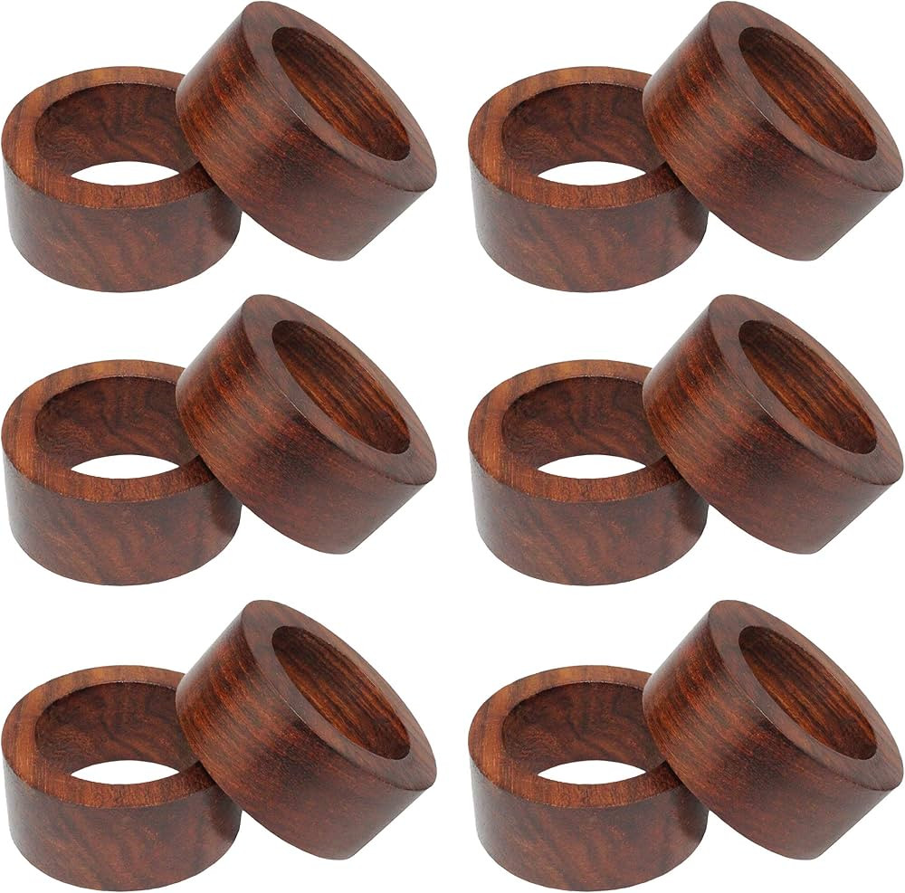 COTTON CRAFT Wood Napkin Rings - Set of 12 - Handmade Dining Table Napkin Holder - Classic Everyd... | Amazon (US)