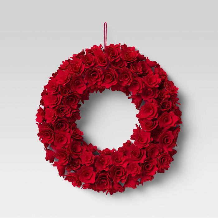 Red Curled Wood Wreath - Threshold™ | Target