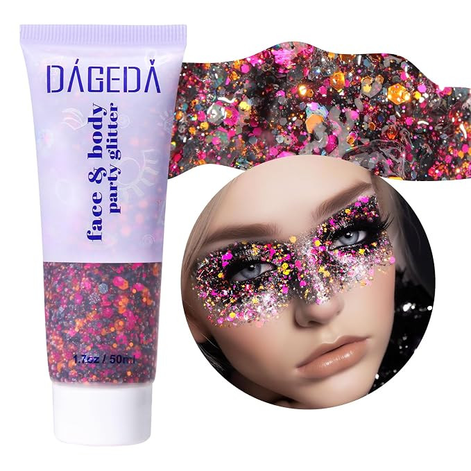 Halloween Black Body Glitter Gel, Face Hair Glitter Body Shimmer, Halloween Costume Accessories C... | Amazon (US)