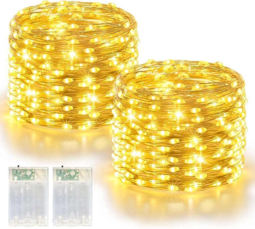 LitHome 2 Pack Warm White Fairy Lights Battery Operated, 20 FT 60 LED Twinkle Lights Battery Oper... | Amazon (US)