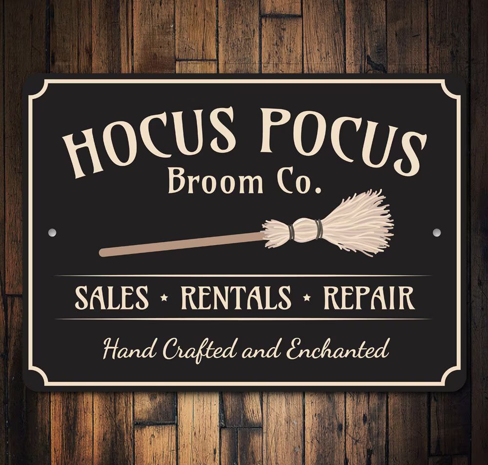 Hocus Pocus Sign, Witch Hocus Pocus, Broom Witch Decor, Halloween Sign, Halloween Gift, Spooky De... | Etsy (US)