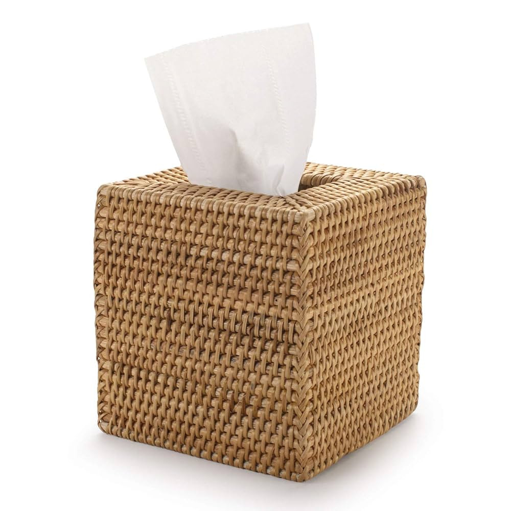 Rattan Tissue Box Cover Square, Hand Woven Wicker Tissue Holder, 5.5 x 5.5 X 5.7 inch, Natural | Amazon (US)