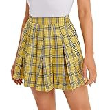 WDIRARA Pleated Skirts for Women Y2k Mini Skirt High Waist A-Line Uniform Skorts Plaid Cheer Skor... | Amazon (US)