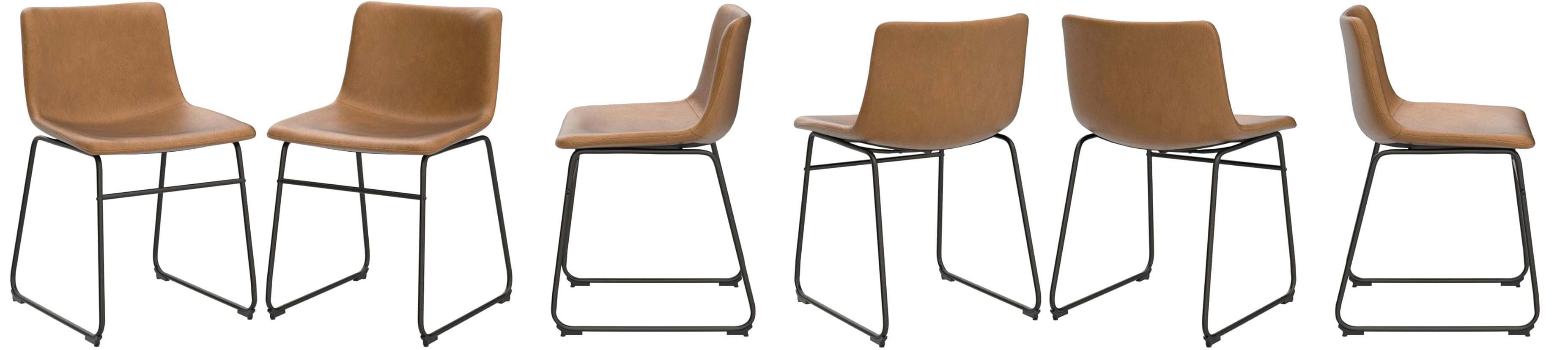 Amazon.com: Waleaf Dining Chairs,Faux Leather Dining Chairs Set of 2,18 Inch Kitchen Dining Room Chairs with Backrest and Metal Leg,Mid Century Modern Armless Chair,Upholstered Seat : Home & Kitchen | Amazon (US)