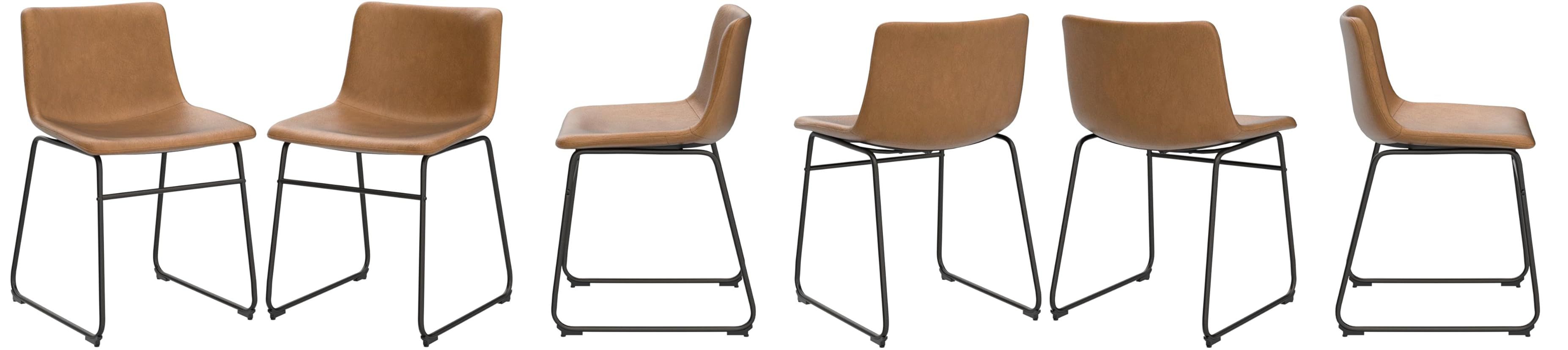 Amazon.com: Waleaf Dining Chairs,Faux Leather Dining Chairs Set of 2,18 Inch Kitchen Dining Room Chairs with Backrest and Metal Leg,Mid Century Modern Armless Chair,Upholstered Seat : Home & Kitchen | Amazon (US)