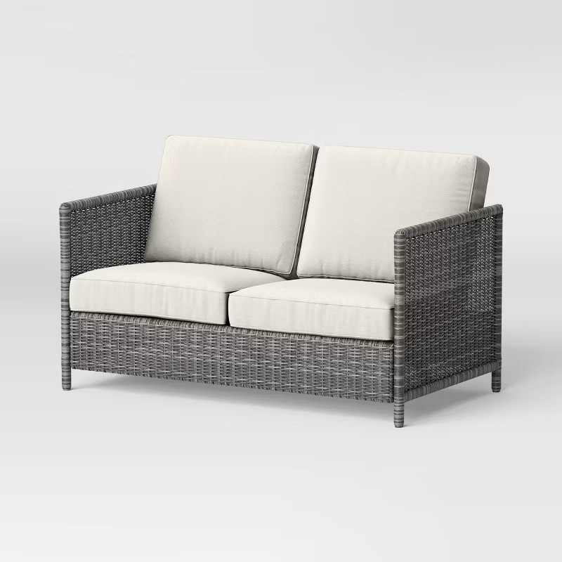 Monroe Motion Wicker Patio Loveseat - Gray - Threshold™ | Target