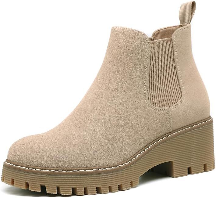 DECARSDZ Women's Chunky Platform Boots Classic Ankle Booties Women Chelsea Boots | Amazon (US)