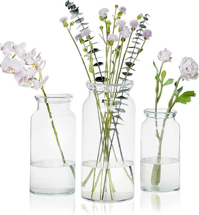 CASAMOTION Glass Vase for Flowers Hand Blown Glass Centerpiece Wedding Table Dining Room Living K... | Amazon (US)