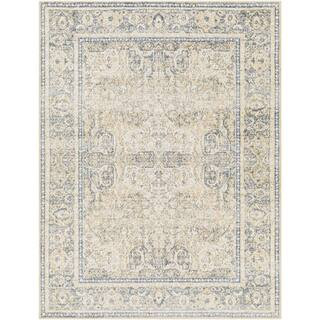 Lillian Ice Blue/Beige 9 ft. x 12 ft. Indoor Machine-Washable Area Rug | The Home Depot
