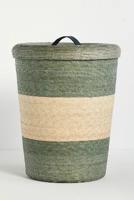 Dakota Woven Palm & Leather Hamper | Anthropologie (US)