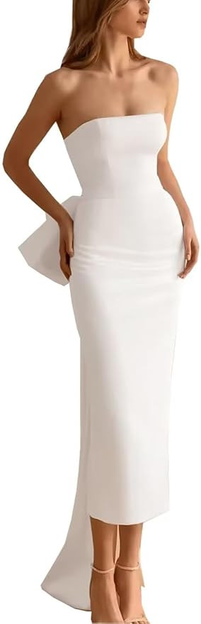 SHANDUO Simple Boho V-Neck Wedding Dresses Spaghetti Straps Mermaid Satin Beach Bridal Gown with ... | Amazon (US)