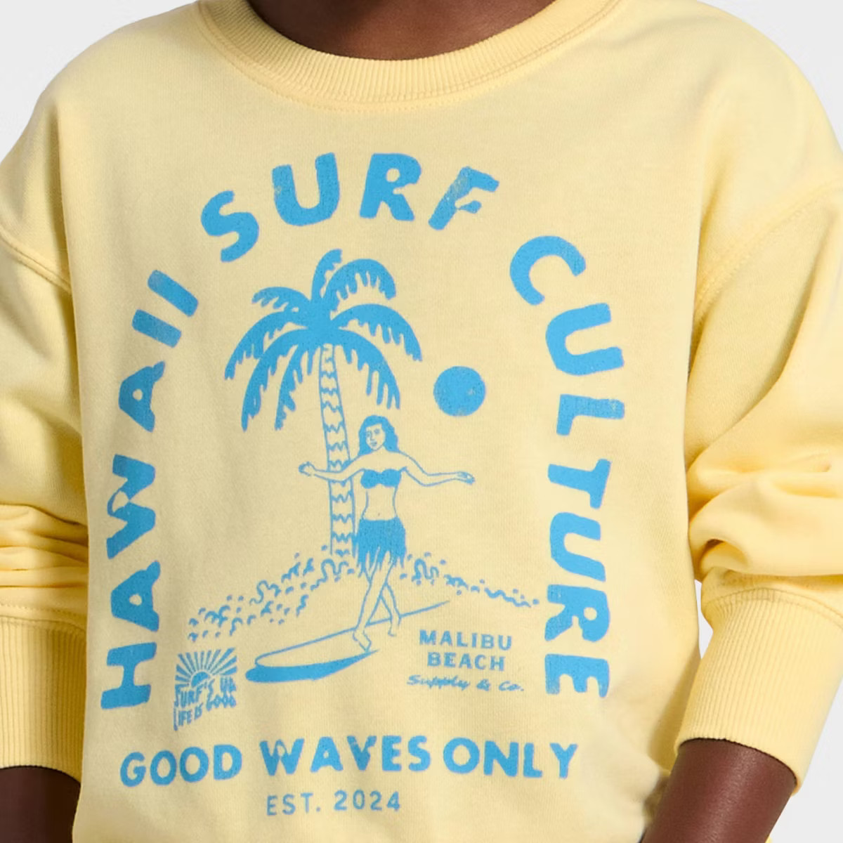 Grayson Mini Toddler Girls' Hawaii Surf French Terry Sweatshirt - Yellow 18M | Target