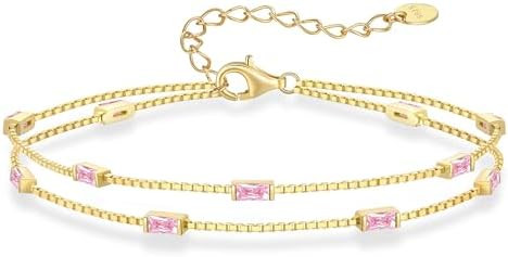 LOUISA SECRET Birthstone Bracelets for Women, 925 Sterling Silver Dainty Simple Women Charm Link ... | Amazon (US)