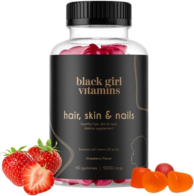 Black Girl Vitamins - Hair, Skin, and Nails Gummies with Biotin (6000 mcg), Zinc, Gelatin Free, V... | Amazon (US)