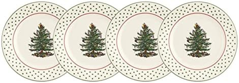 Spode Christmas Tree Polka Dot Dessert Plate (Set of 4) - Festive 8-Inch Stoneware Plates for Hol... | Amazon (US)
