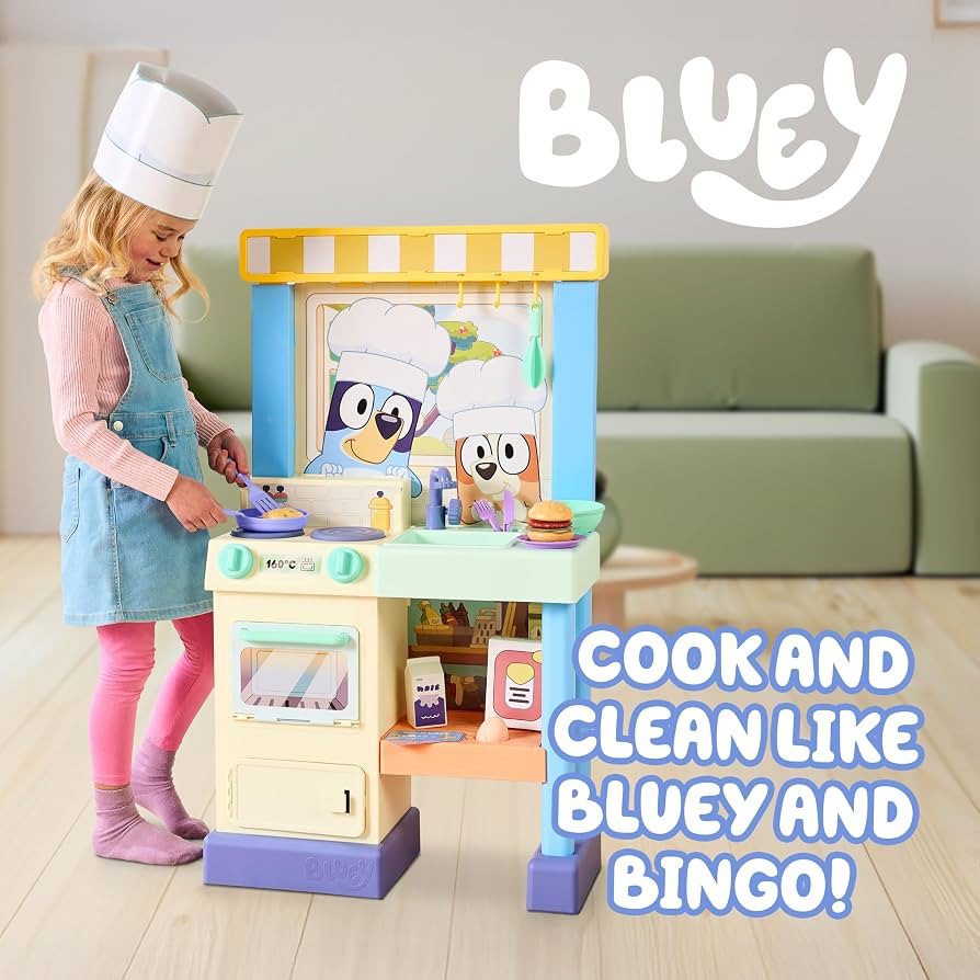 Bluey - Cook with Chef Kitchen Playset, with Over 20 Sounds, Phrases, Music and Lights, Plus 20 P... | Amazon (US)