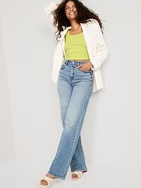 Fitted Square-Neck Ultra-Cropped Rib-Knit Tank Top for Women | Old Navy (US)