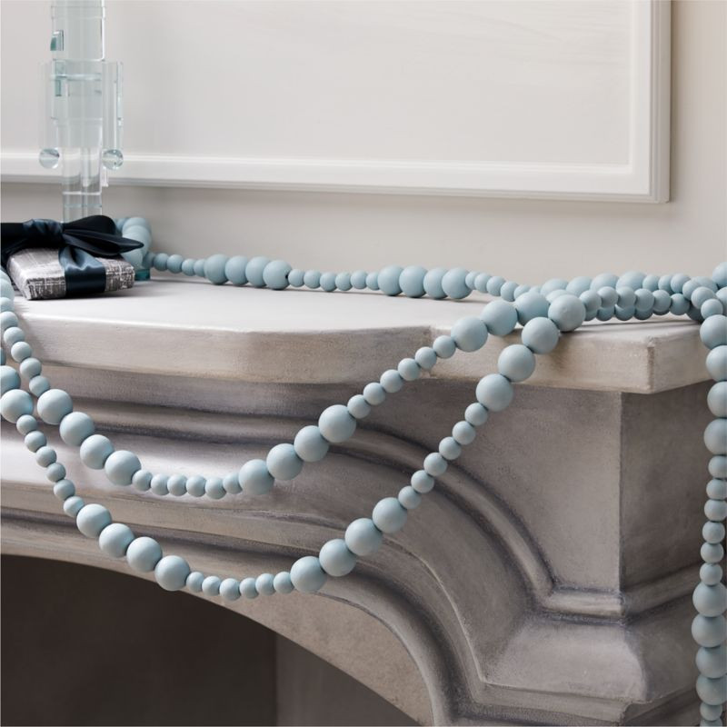Matte Sterling Blue Wood Garland | CB2 | CB2