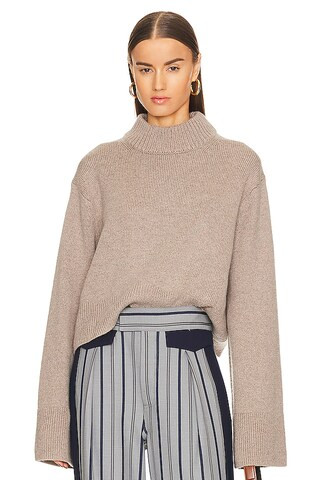 Helsa Pamelia Crew Neck Sweater in Taupe from Revolve.com | Revolve Clothing (Global)
