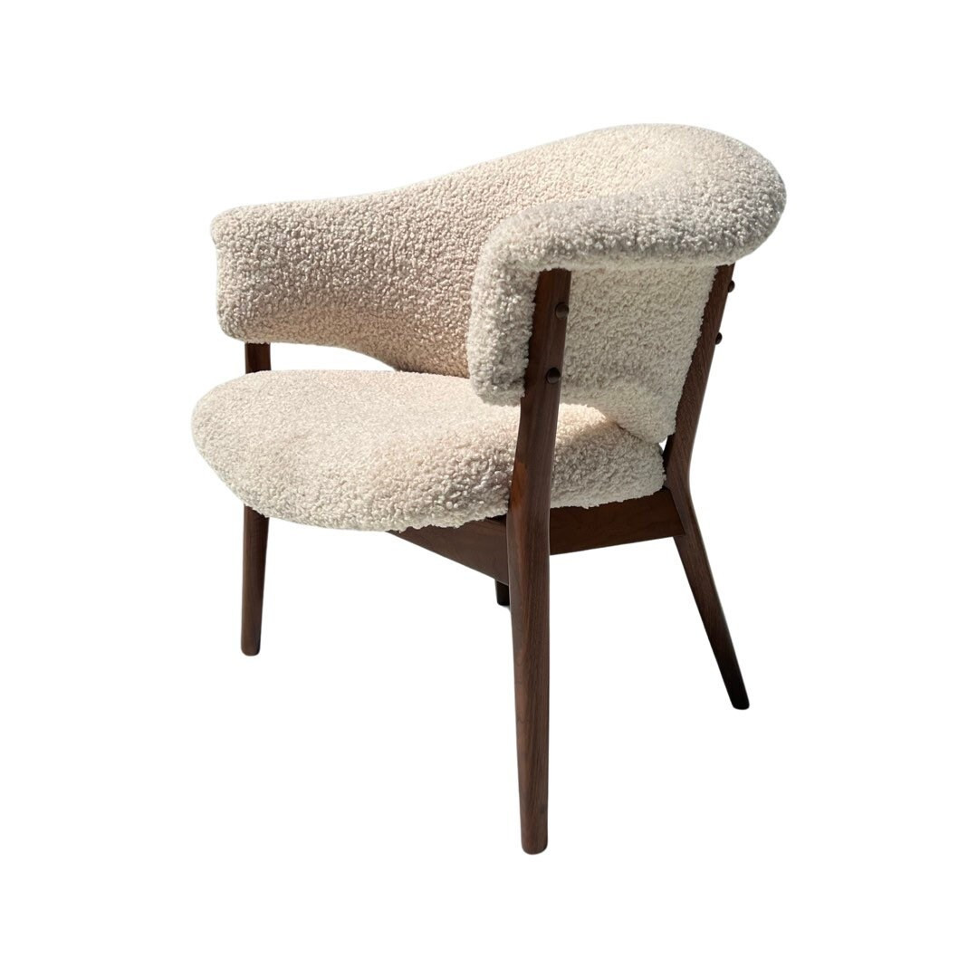 Vintage 1960s Mid Century Danish Modern Walnut Boucle Accent Chair Restored in the Style of Nanna... | Etsy (US)