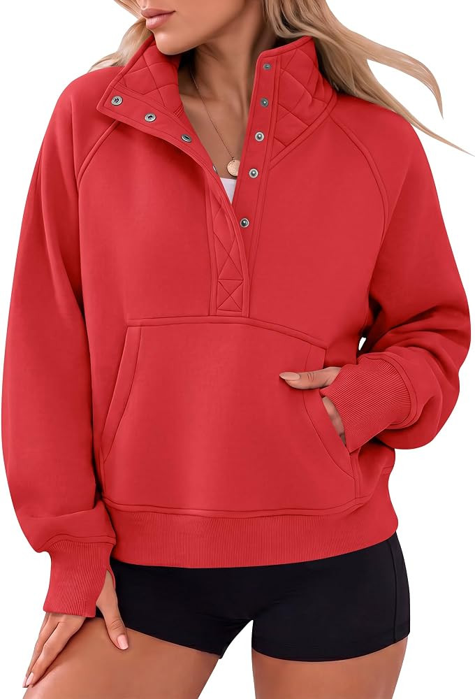 Gacaky Womens Sweatshirts Oversized Mock Neck Henley Pullover Fall Outfits | Amazon (US)