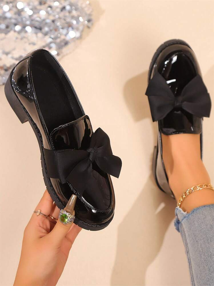Womens black bow loafers | SHEIN