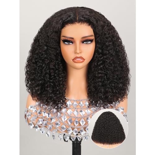 MEGALOOK 6x6 Bob Wigs Human Hair Glueless Wig 220% Density Wear and Go Bob Wig 12A Deep Curly Bob Wig Pre Cut Closure Wigs Human Hair Real Pre Plucked Bleached Tiny Knots 16 Inch | Amazon (US)