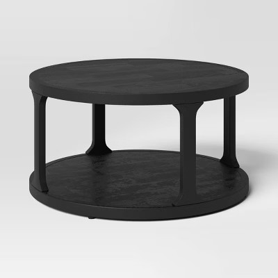 Castalia Coffee Table Black - Threshold™: Round Wood Design, Spot Clean, 4 Point Leg Base | Target