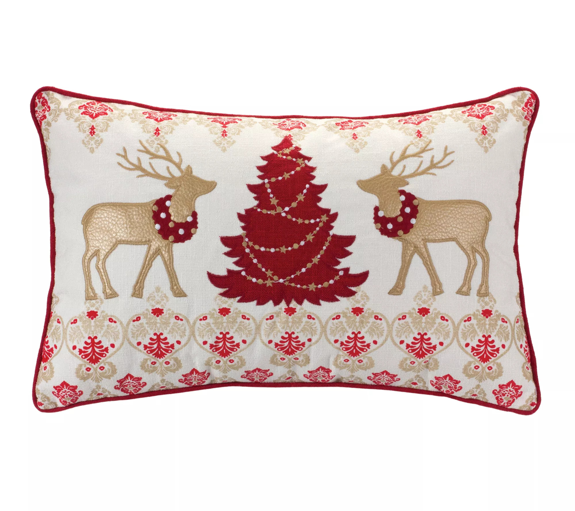 Melrose Reindeer and Tree Pillow 19"L x 11.5"HPolyester | QVC