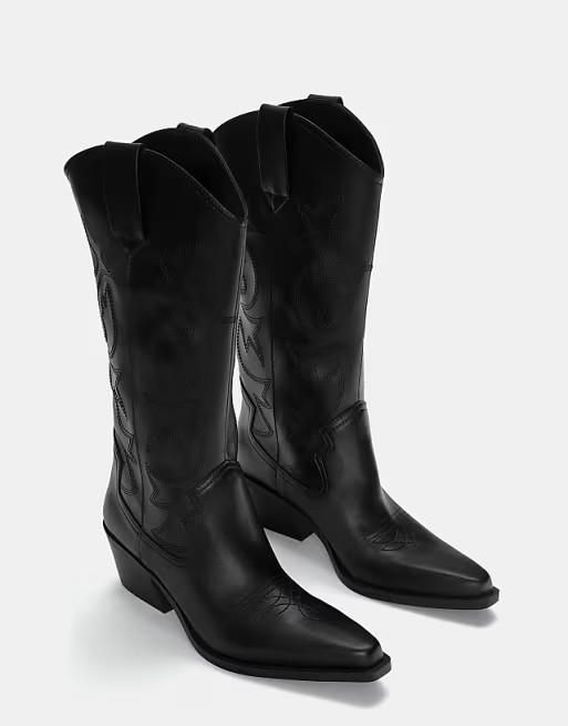 Pull&Bear cowboy boots in black | ASOS (Global)