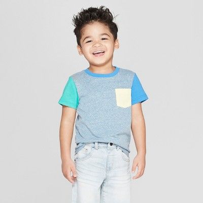 Toddler Boys' Short Sleeve Colorblock T-Shirt - Cat & Jack™ Blue | Target