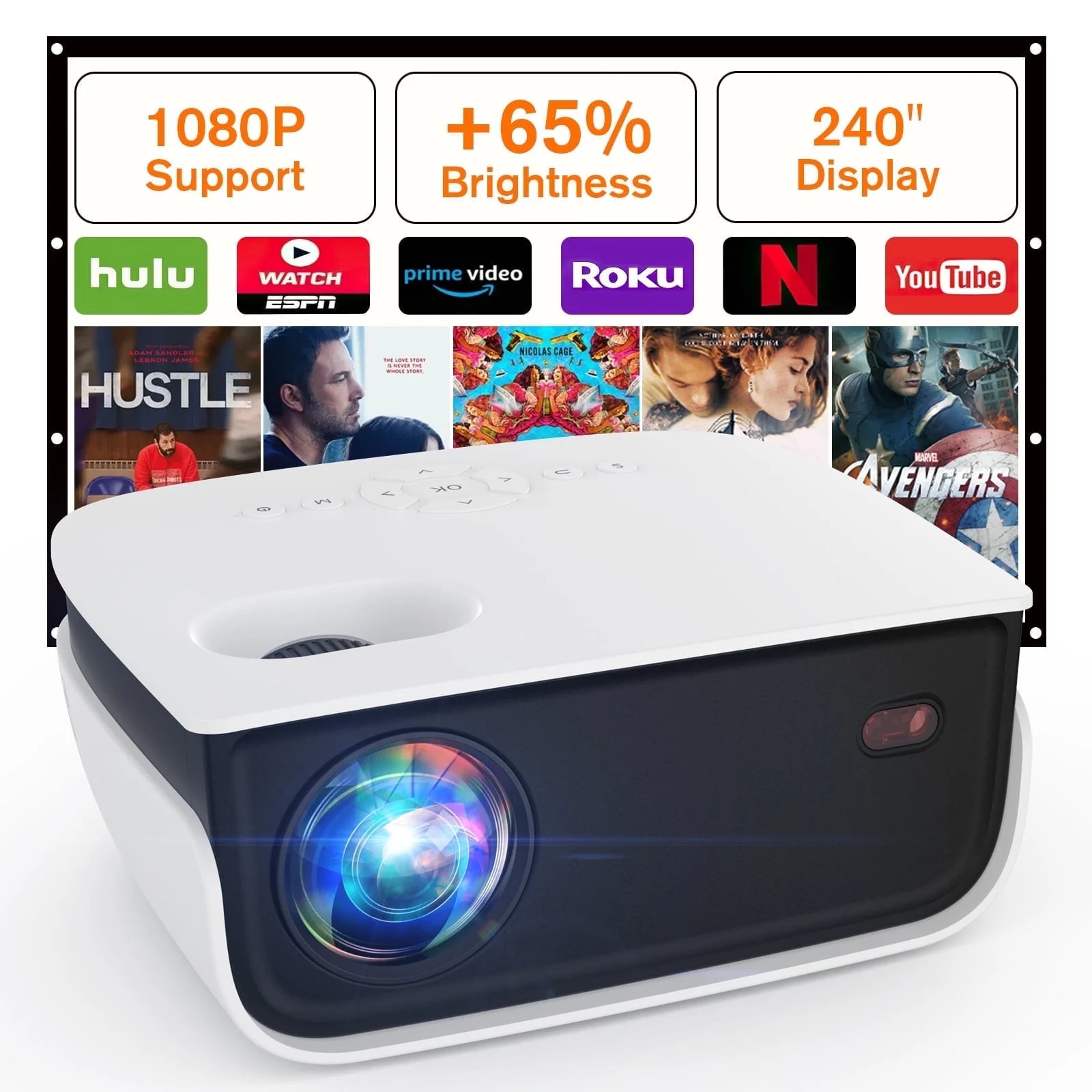 TOPVISION Mini Projector, 720P Portable Outdoor Projector with Tripod, Full HD Home Theater Proje... | Walmart (US)