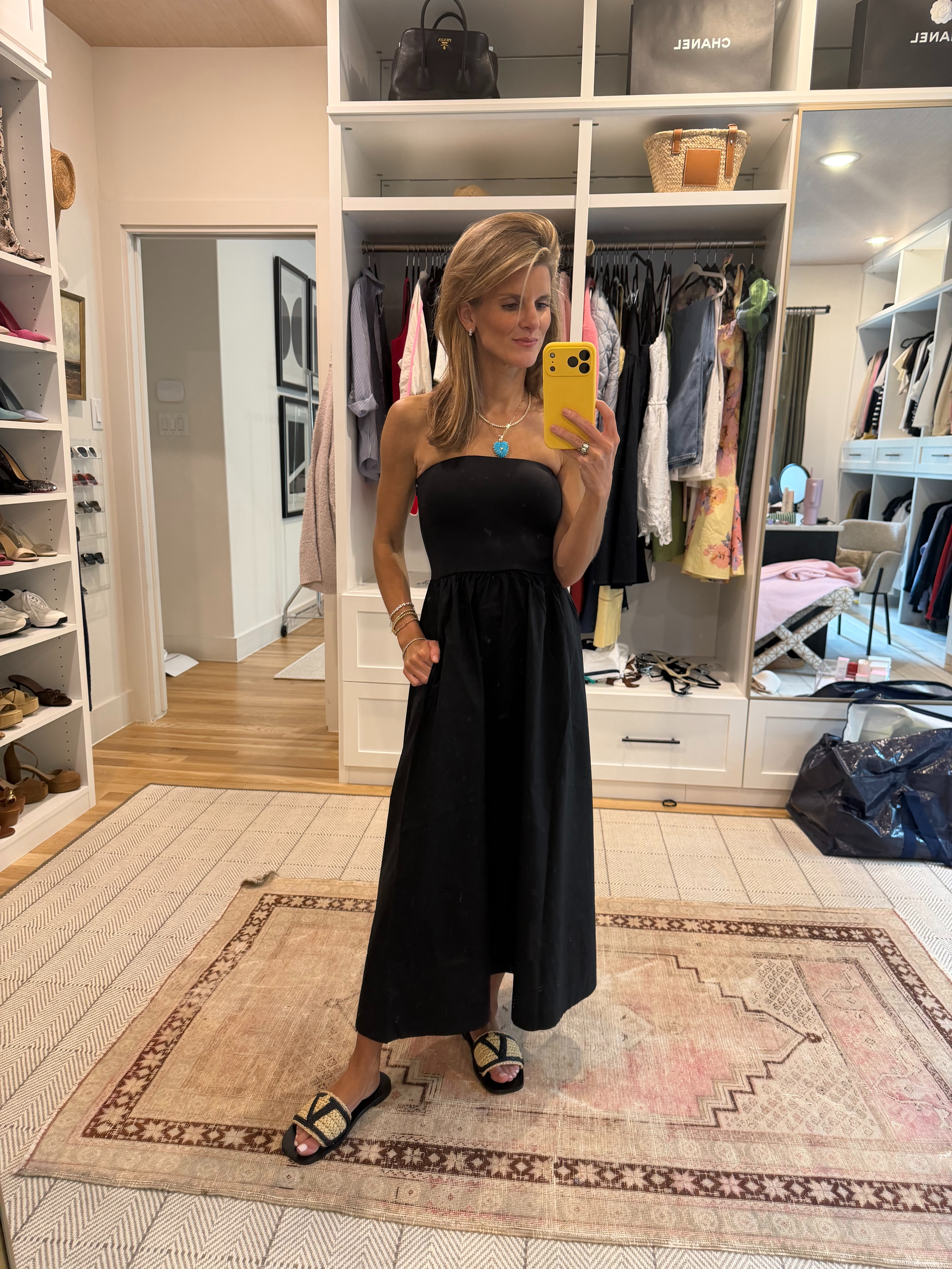 Under $150 black summer strapless dress (wearing XS) 

 