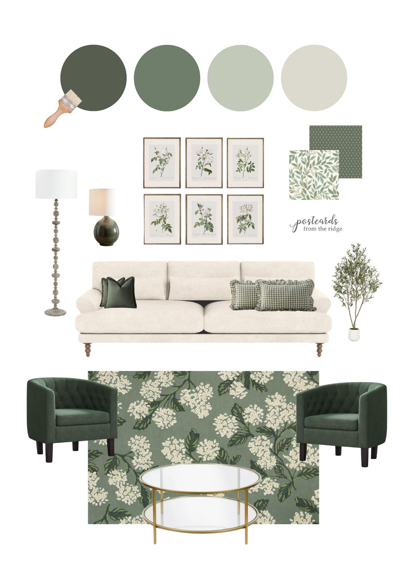 A green living room is a great place to unwind at the end of the day or entertain friends on the weekends. #vintagevogue #greenlivingroom #hydrangeas #interiors  

 #LTKHome #LTKSaleAlert