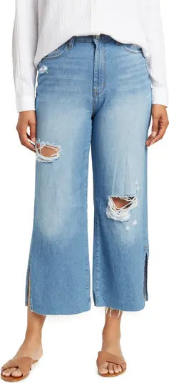 kensie High Rise Wide Leg Raw Denim Jeans | Nordstromrack | Nordstrom Rack