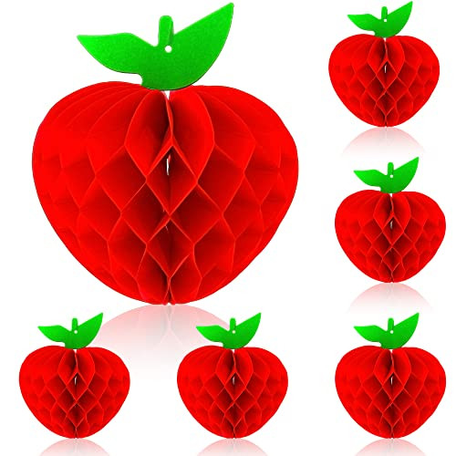 KatchOn, Large -6 Pcs Red Apple Shaped Paper Honeycomb Centerpiece Decorations | Apple Hanging De... | Amazon (US)