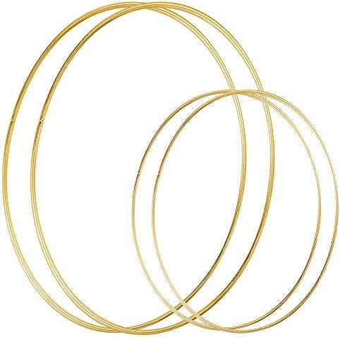 Sntieecr 4 Pack (12 & 18 Inch) Large Metal Floral Hoop Wreath Macrame Gold Hoop Rings for Making ... | Amazon (US)