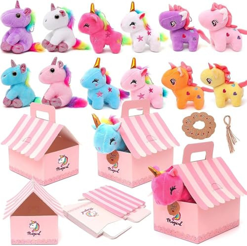 Unicorn Party Favors Unicorn Stuffed Animals for Girls Mini Stuffed Animals Bulk Plush Keychain Birthday Gifts for Girls (12 Pack) | Amazon (US)