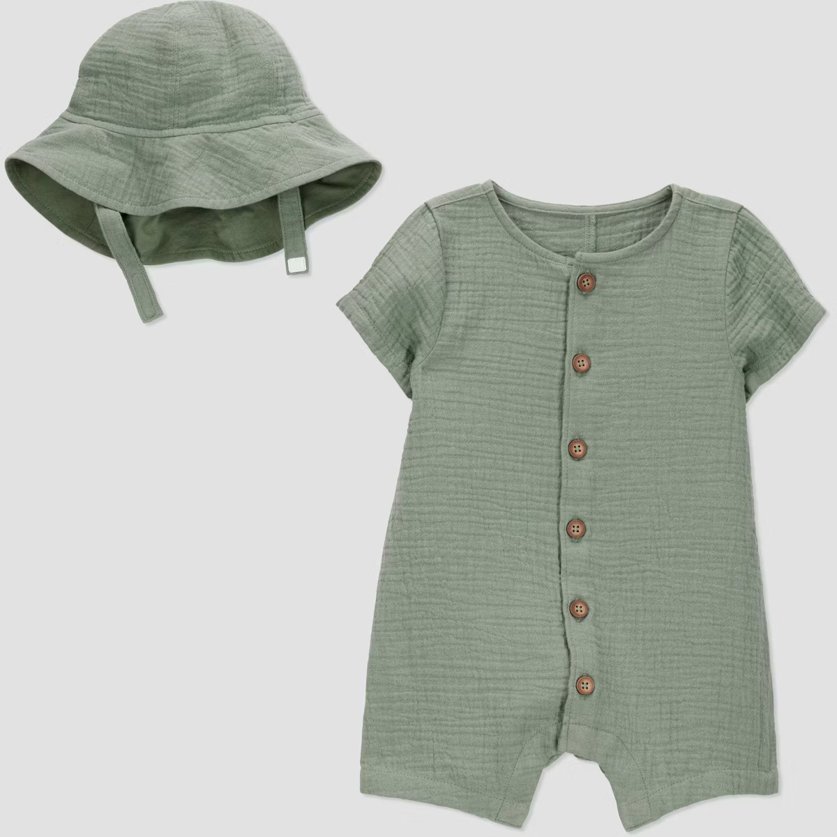 Carter's Just One You®️ Baby Boys' Gauze Romper with Hat - Green Newborn | Target