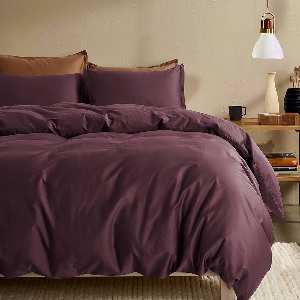 Amazon.com: Eikei Solid Color Duvet Cover Luxury Bedding Set 400 Thread Count Egyptian Cotton Lon... | Amazon (US)