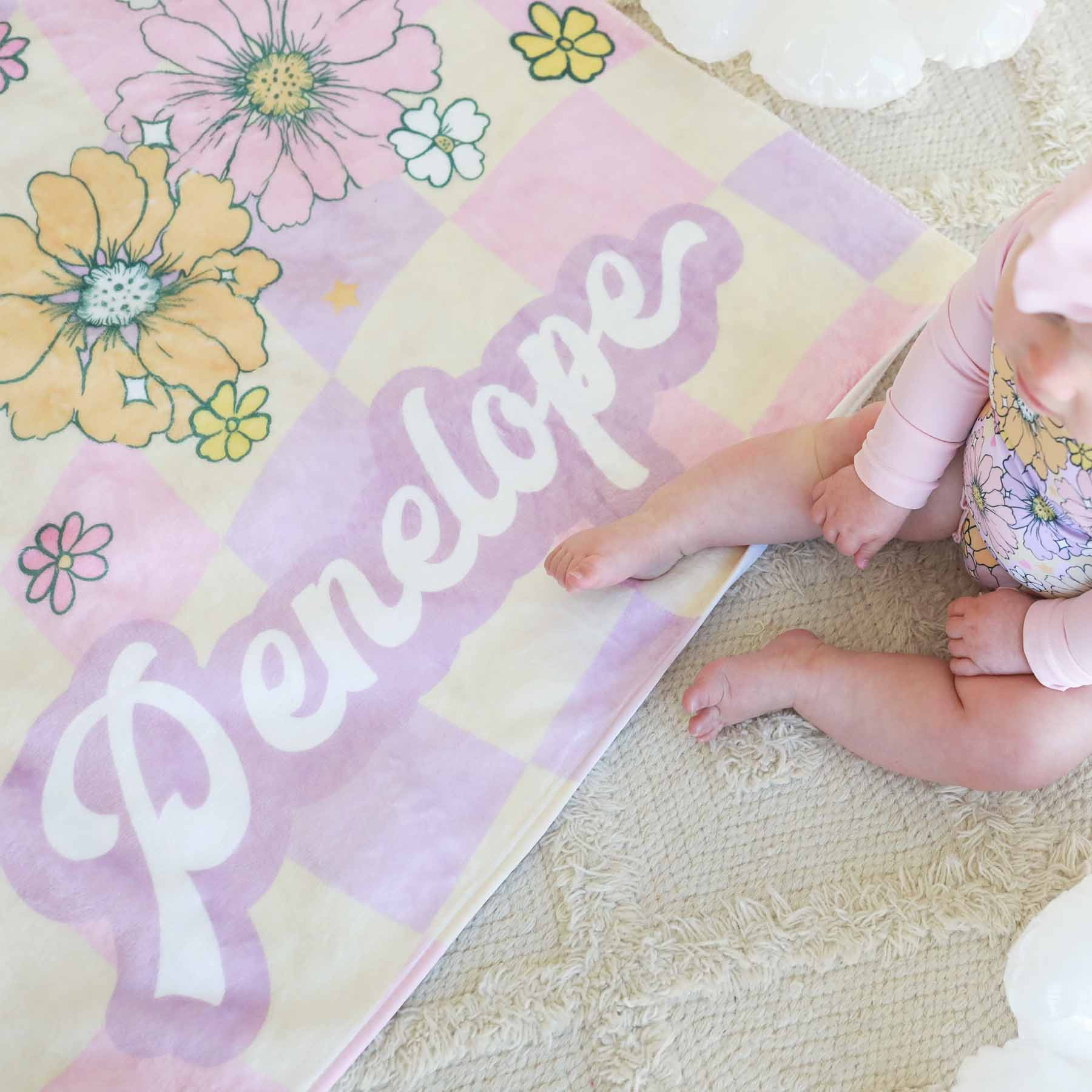 Disco Daisies Personalized Kids Beach Towel | Caden Lane