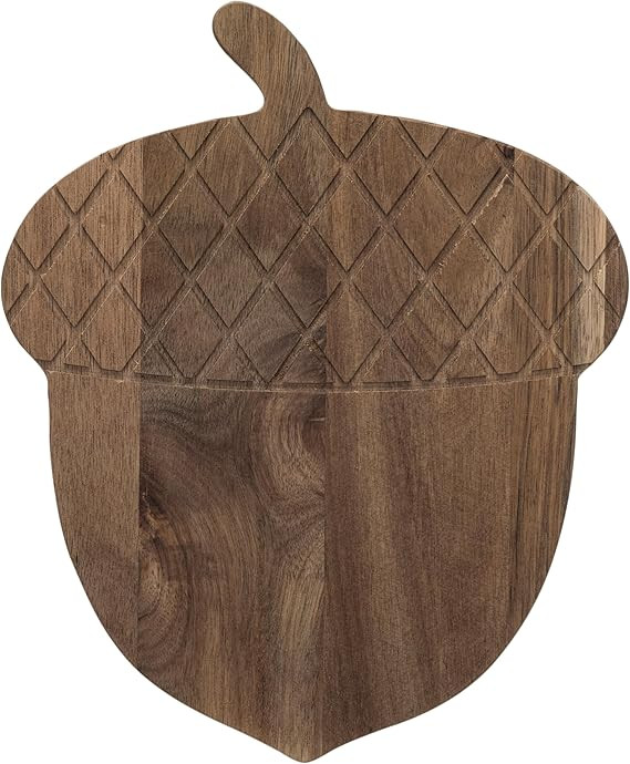 Creative Co-Op Acacia Wood Acorn Shaped Cheese and Cutting Board, Natural | Amazon (US)