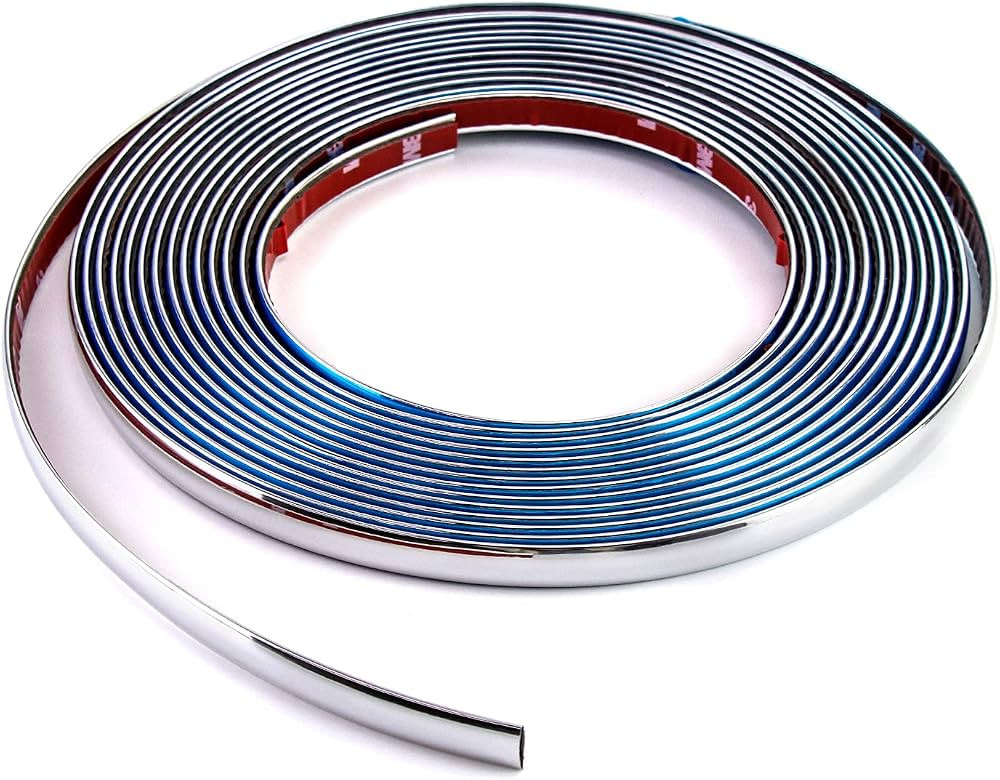 QWORK Automotive Chrome Trim Molding, 1/2 inch Wide 26FT DIY Moulding Trim Strip Line Decoration ... | Amazon (US)